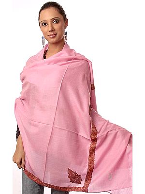 Pink Pashmina Shawl with Sozni Embroidery