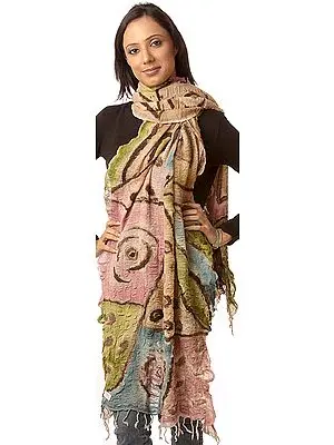Multi-Color Crushed Hand-Painted Stole