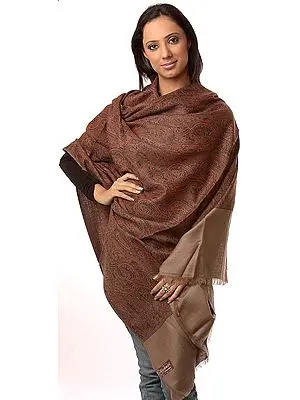 Khaki Reversible Jamawar Stole