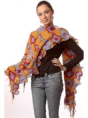 Tri-Color Printed Crushed Scarf