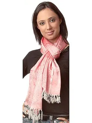 Pink Banarasi Scarf with Tanchoi Weave