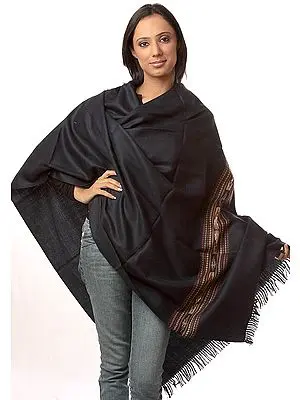 Plain Midnight-Blue Shawl from Kullu