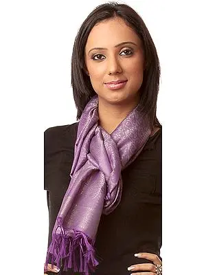 Amethyst Banarasi Scarf with Tanchoi Weave