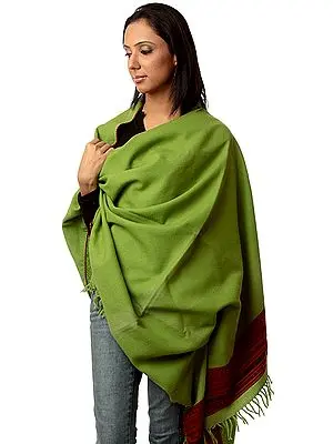Lime-Green Shawl from Kullu with Kinnauri Border