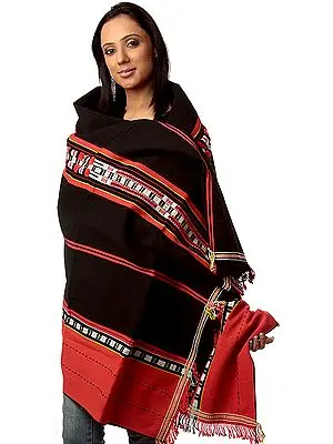 Cerise Folk Shawl Woven in Nagaland
