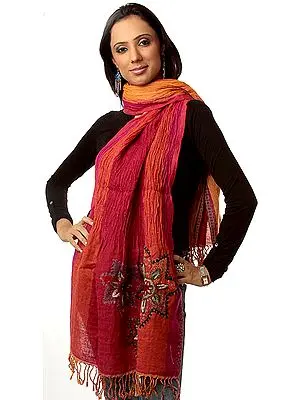 Magenta and Orange with Embroidery on Borders