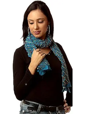 Royal-Blue Bandhani Tie-Dye Scarf from Gujarat
