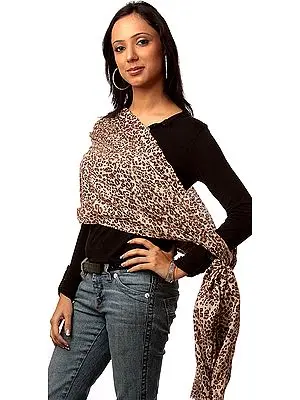 Leopard Printed Pure Cashmere Stole