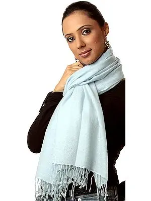 Sky-Blue Pure Pashmina Stole from Nepal