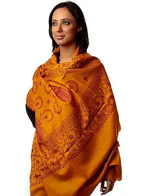 Amber Tusha Shawl with All-Over Jafreen Jaal Embroidery