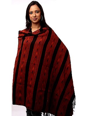Black Kullu Shawl with Kinnauri Weave All-Over