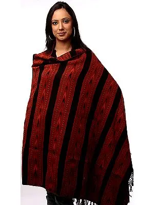 Black Kullu Shawl with Kinnauri Weave All-Over