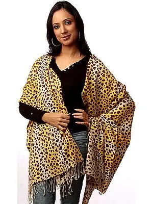 Silk-Pashmina Shawl from Nepal with Leopard Print