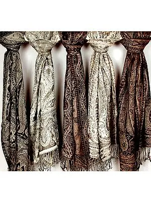 Lot of Five Jamawar Scarves