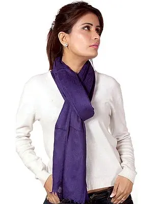 Purple Cashmere Stole with Self Weave