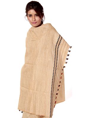 Beige Silk Shawl from Assam