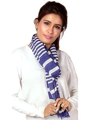 Blue Printed Pure Pashmina Stole