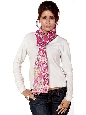 Pink Scarf with Wild-Life Print