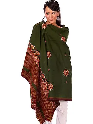 Green Shawl from Kutchh with Embroidered Bootis