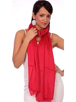 Cerise Cashmere Stole with Self Weave