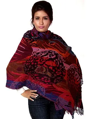 Multi-Color Jamawar Stole with Animal Weave