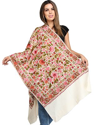 Ari Floral Embroidered Stole from Kashmir