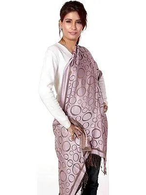 Lilac and Ermine Reversible Stole with Woven Circles
