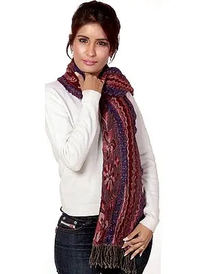Purple and Maroon Crinkled Scarf