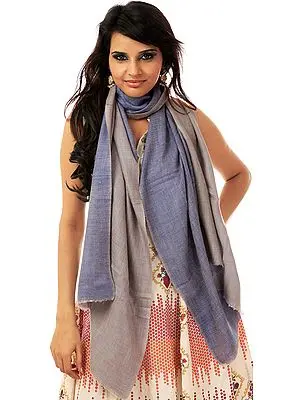 Gray and Lilac Reversible Pure Pashmina Stole