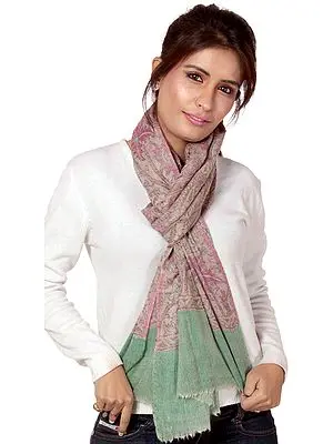 Reversible Pure Pashmina Printed Stole with All-Over Weave