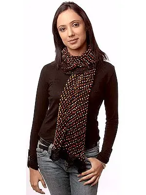 Black Bandhani Tie-Dye Scarf from Gujarat
