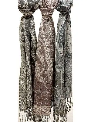 Lot of Three Jamawar Scarves
