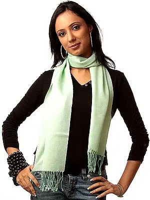 Gleam-Green Silk-Pashmina Scarf from Nepal