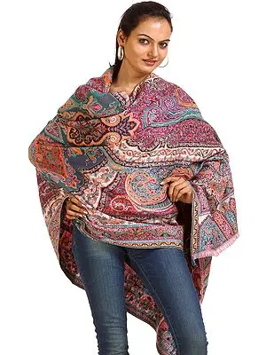 Multi-color Kani Jamawar Woven Shawl with Paisleys