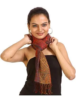 Tri-Color Reversible Woven Jamawar Scarf
