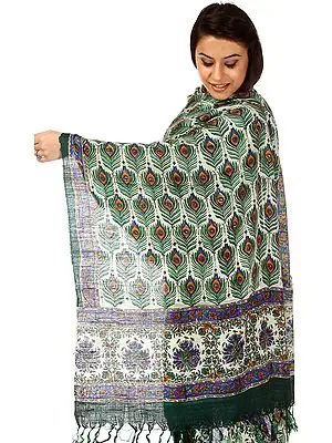 Block-Printed Peacock Stole