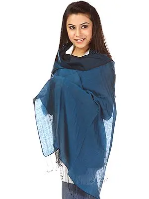 Plain Ink-Blue Water Pashmina Stole from Nepal