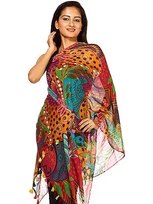 Printed Multi-color Stole with Floral Motifs