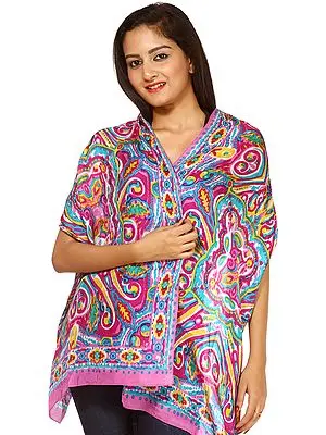 Pink Stole with Tri-Color Random Print