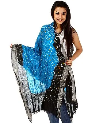 Methyl-Blue and Black Bandhani Dupatta  from Gujarat