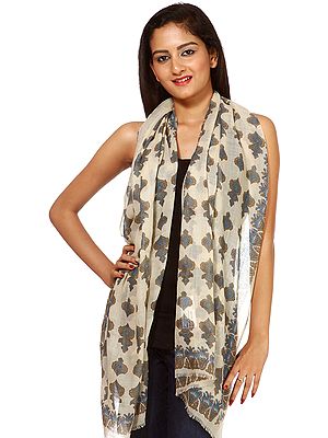 Beige Stole with Printed Bootis