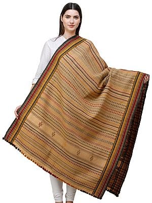 Multi-color Hand-woven Folk Shawl from Kutch