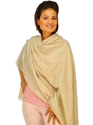 Ivory Plain Pashmina Shawl