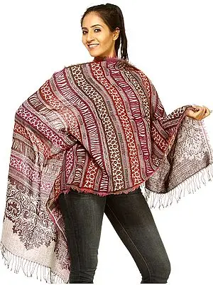 Jamawar Stole with Jacquard Woven Animal Motifs