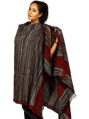 Gray Kullu Shawl with Kinnauri Woven Border