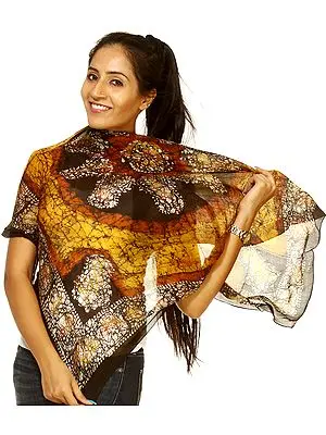 Mustard and Black Batik Dyed Scarf