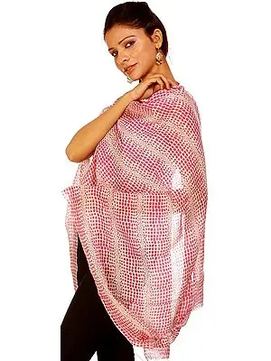 Pink Stole with Printed Polka Dots