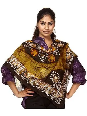 Olive and Black Batik Dyed Scarf