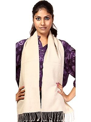 Plain Khaki Silk-Pashmina Scarf from Nepal