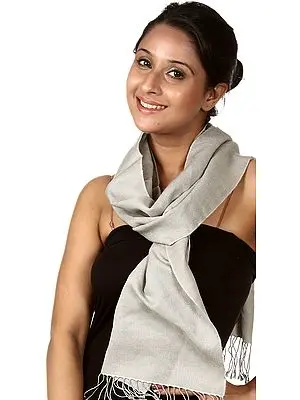 Smoke-Gray Silk-Pashmina Scarf from Nepal